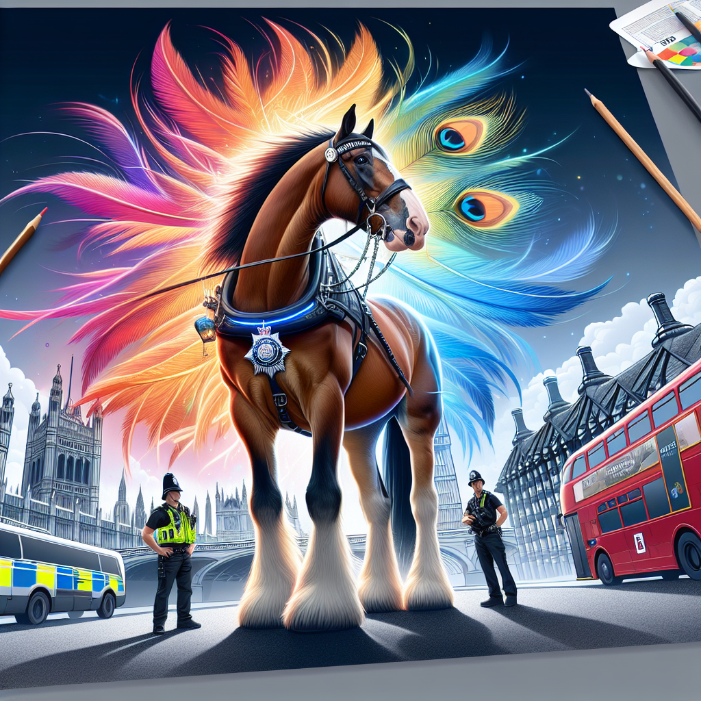 Meet Andy: The Clydesdale Police Horse With a Magical Feather that's Captivating London- just horse riders