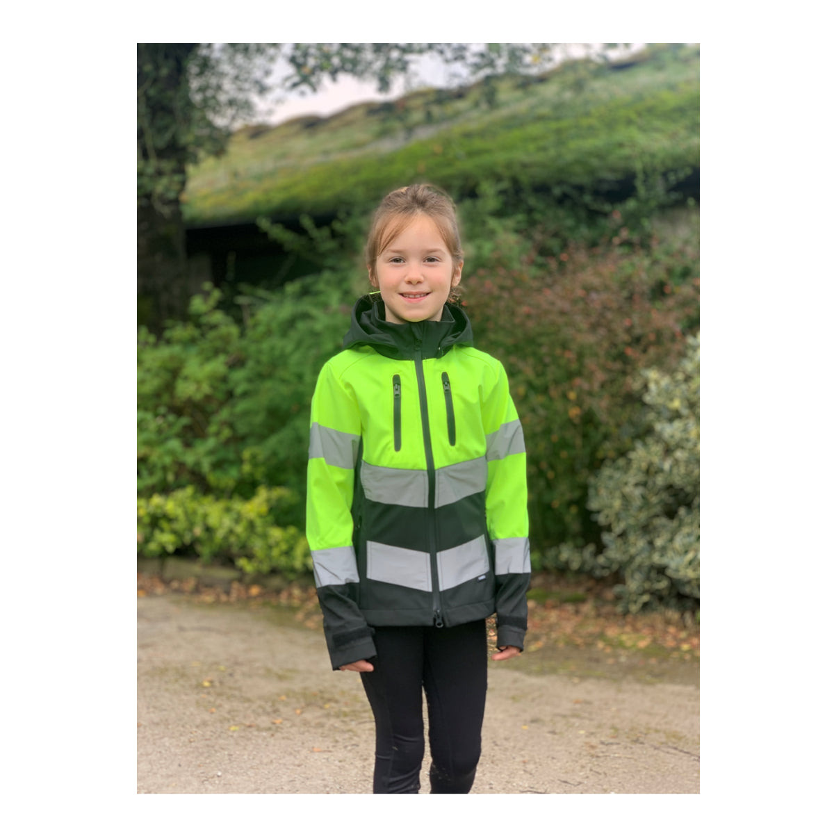 Cameo Equine Junior Hi Viz Riding Jacket with Detachable Hood - Water Repellent - Just Horse Riders