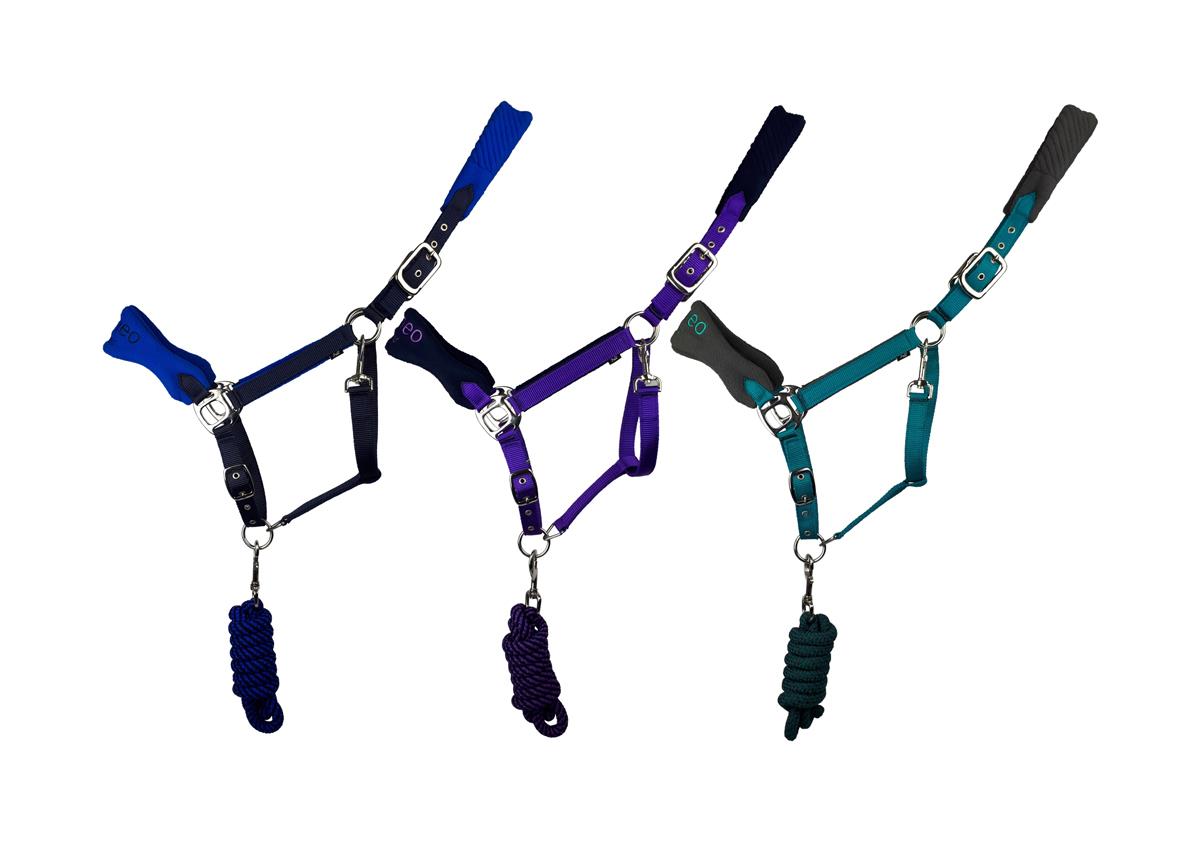 Cameo Equine Elite Show Headcollar & Rope Padded Fleece Braid Premium Fittings - Just Horse Riders